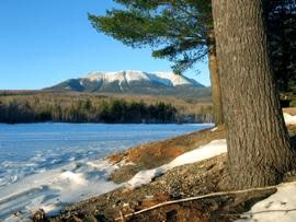 Snowy lake beach